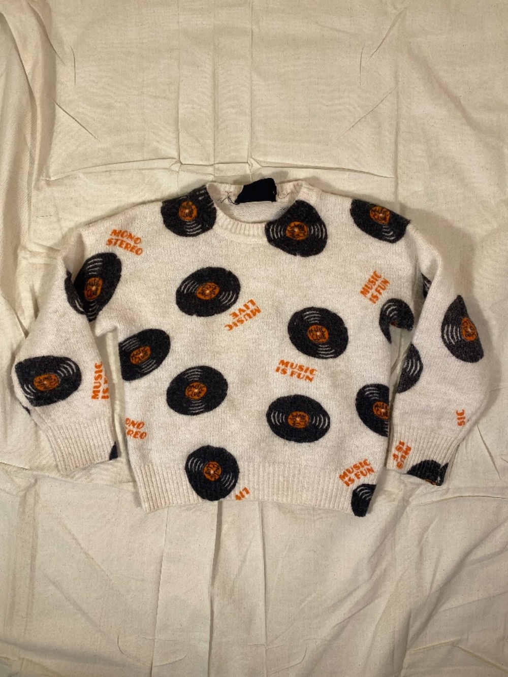 Girls Monoprix Music Record Sweater